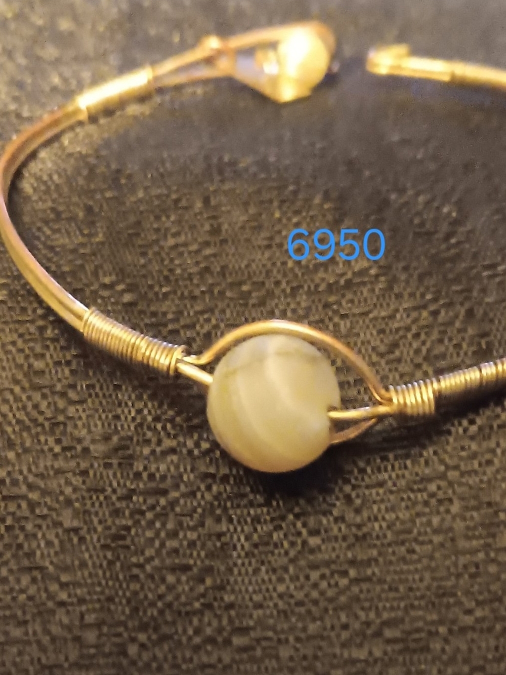 Canvas Brand Gold-Tone Bracelet with Cream Marble Bead